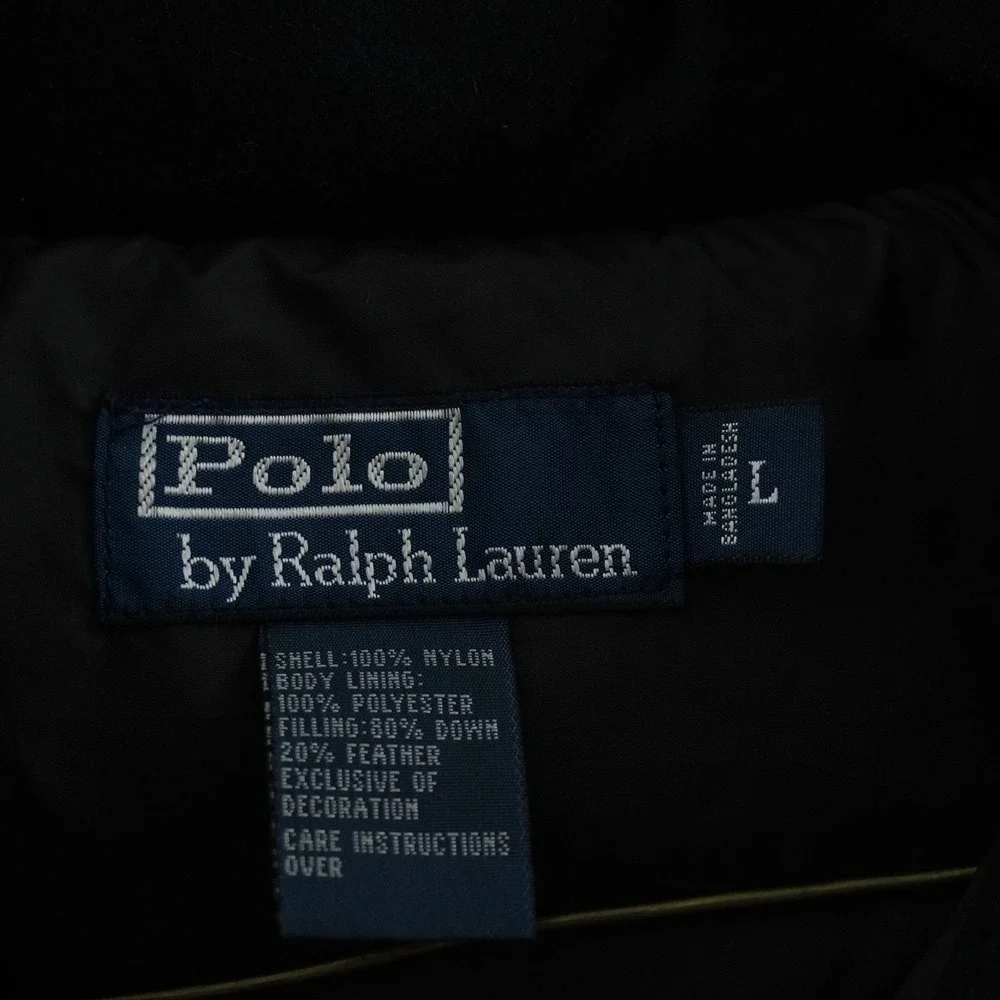 Polo Ralph Lauren Puffer Vest Mens Large Black Down Filled Quilted Zip Snap
